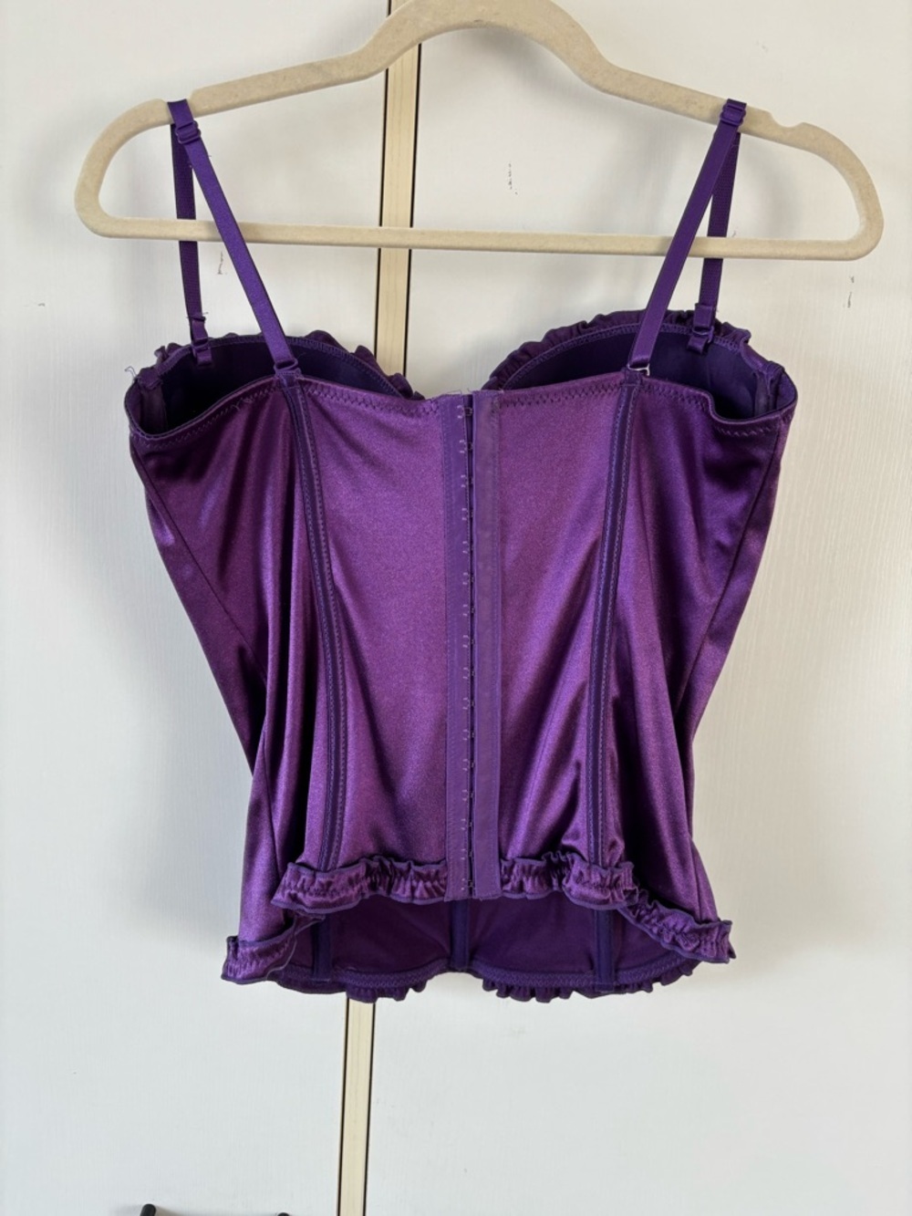 Purple Satin Corset Bustier Gothic Fairycore Renaissance L Cups Whimsigoth Vamp - Picture 6 of 13